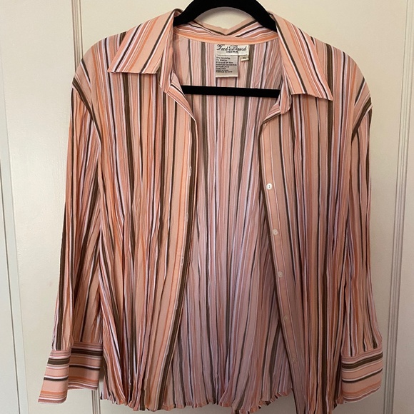 Fred David stretch pleated blouse, long sleeve , XL, multicoloured - Picture 2 of 6